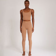 Lounge Ribbed Knit 2-Piece in Earthy Brown