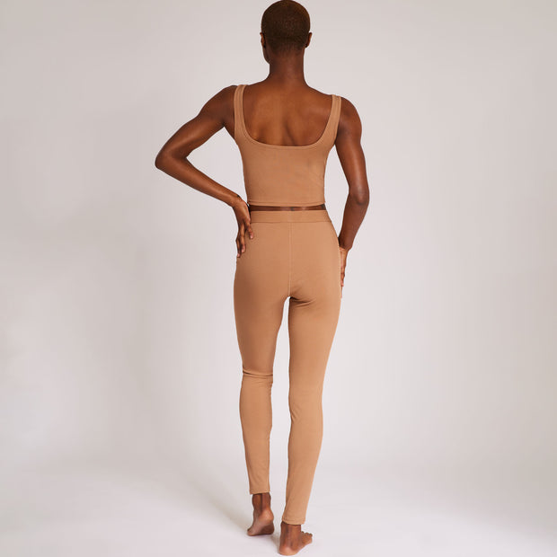 Lounge Ribbed Knit 2-Piece in Earthy Brown