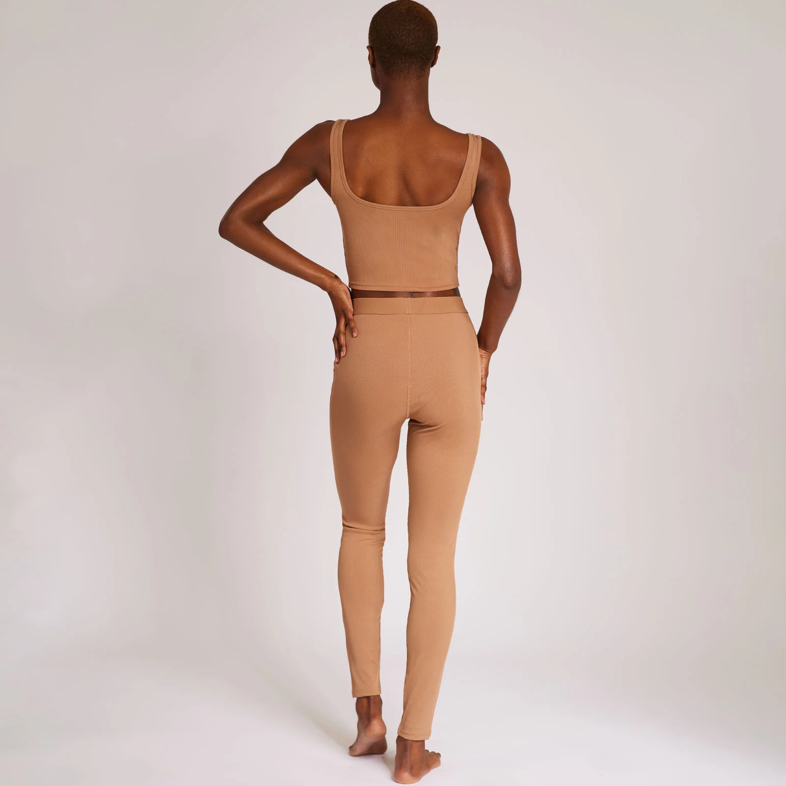 Lounge Ribbed Knit 2-Piece in Earthy Brown - Image 4