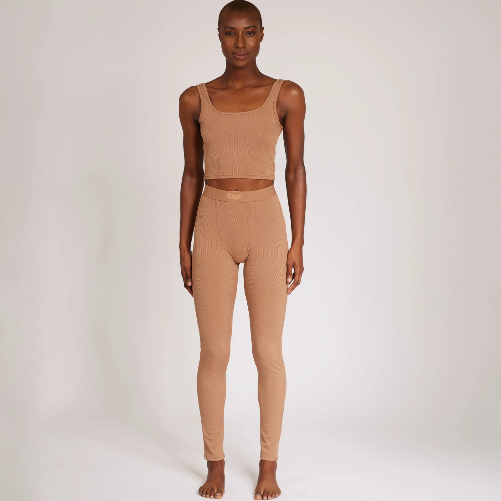 Lounge Ribbed Knit 2-Piece in Earthy Brown